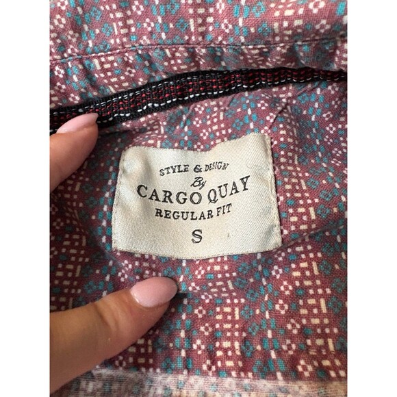 Blue and Red Multicolor Patterned Cargo Quay Button Up Short Sleeve Top - Picture 3 of 4